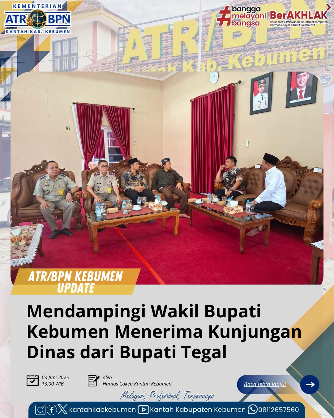 Mendampingi Wakil Bupati Kebumen Menerima Kunjungan Dinas dari Bupati Tegal
