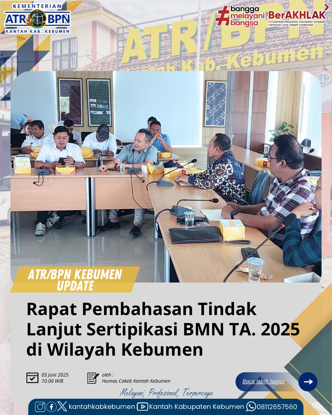 Rapat Pembahasan Tindak Lanjut Sertipikasi BMN Tahun Anggaran 2025 di Wilayah Kebumen