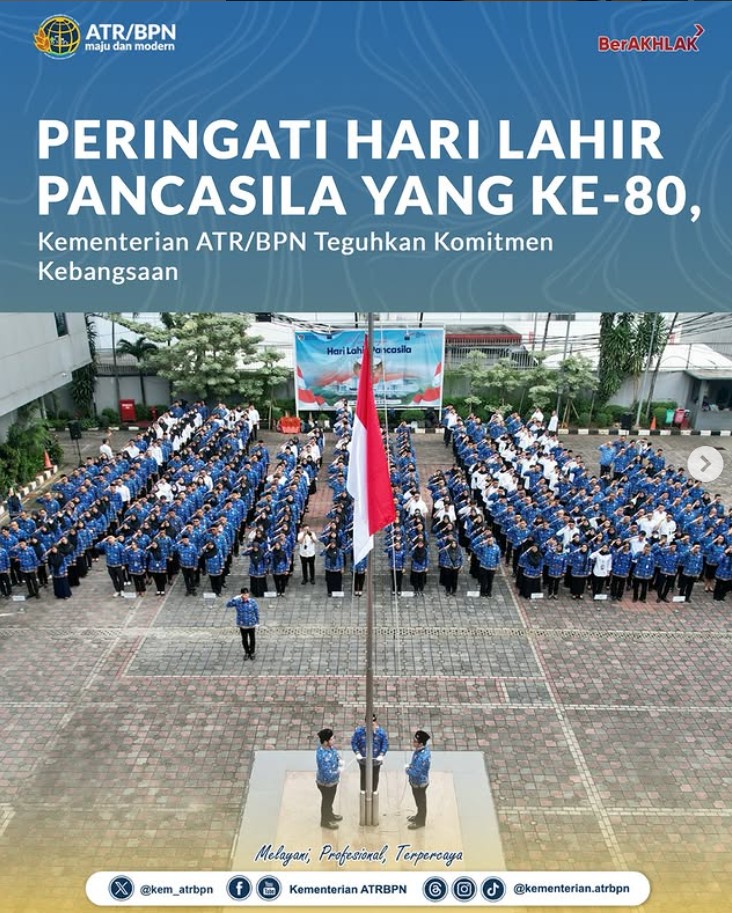Upacara Peringatan Hari Lahir Pancasila Tahun 2025 di Kementerian ATR/BPN