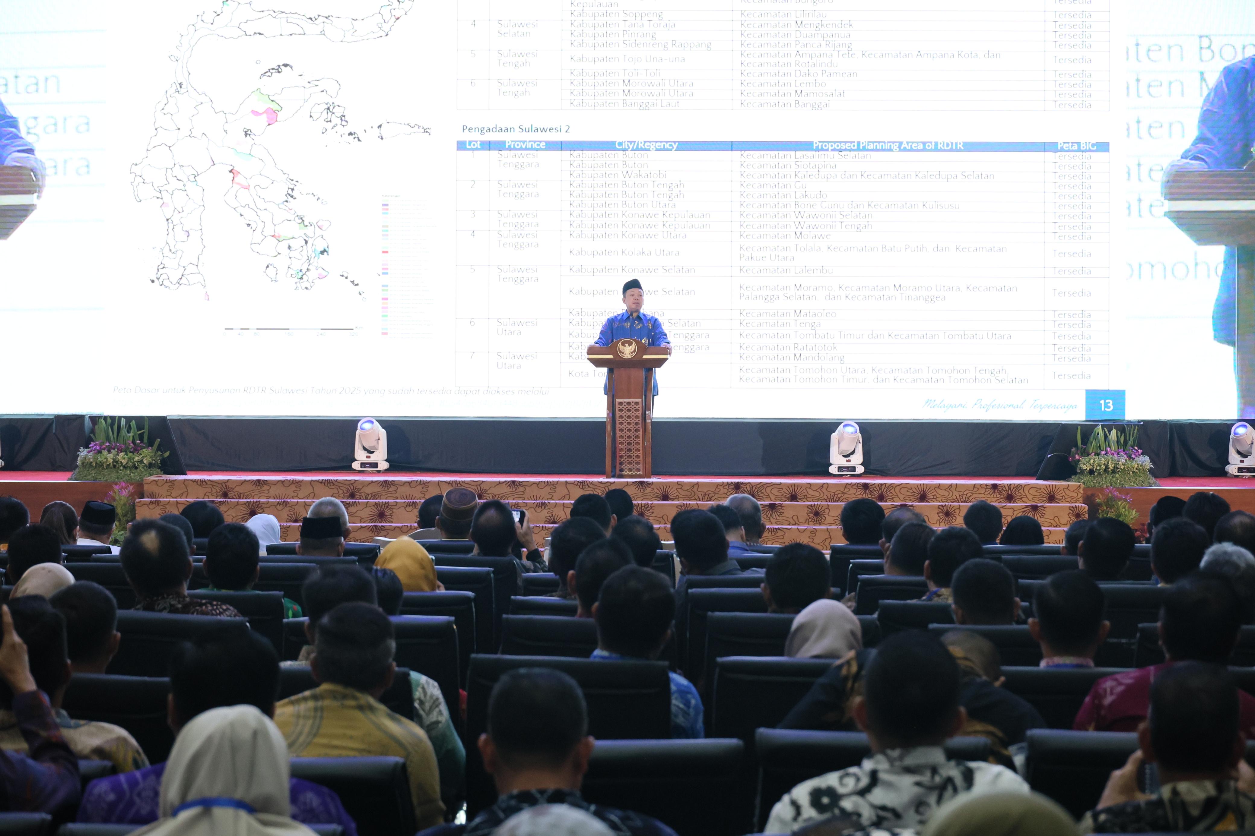 Pada Forum Koordinasi Pembangunan Wilayah Berbasis Penataan Ruang, Menteri Nusron Ajak Kepala Daerah Se-Sulawesi untuk Revisi RTRW dan RDTR
