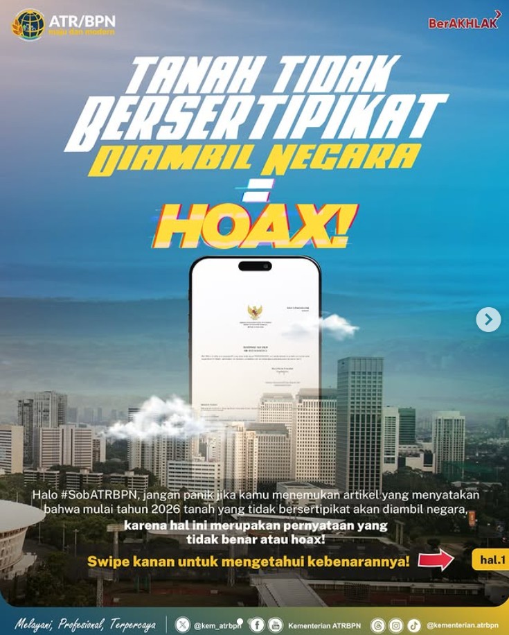 Waspada informasi palsu yang menyatakan bahwa tahun 2026 tanahmu akan diambil negara