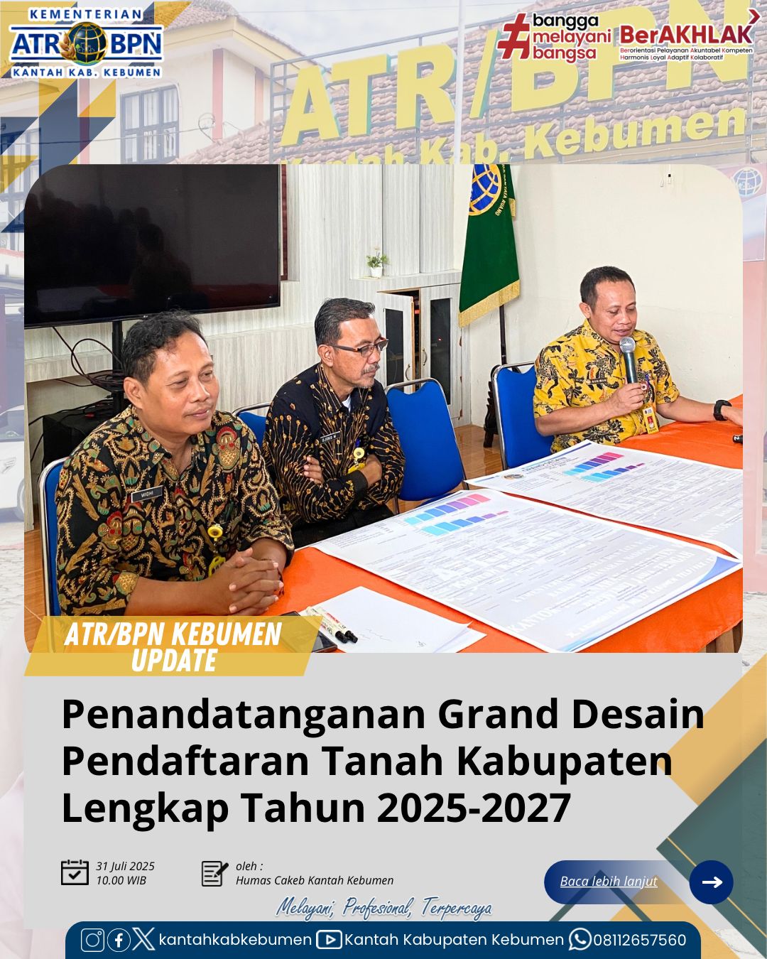 Penandatanganan Grand Desain Pendaftaran Tanah Kabupaten Lengkap Tahun 2025 - 2027