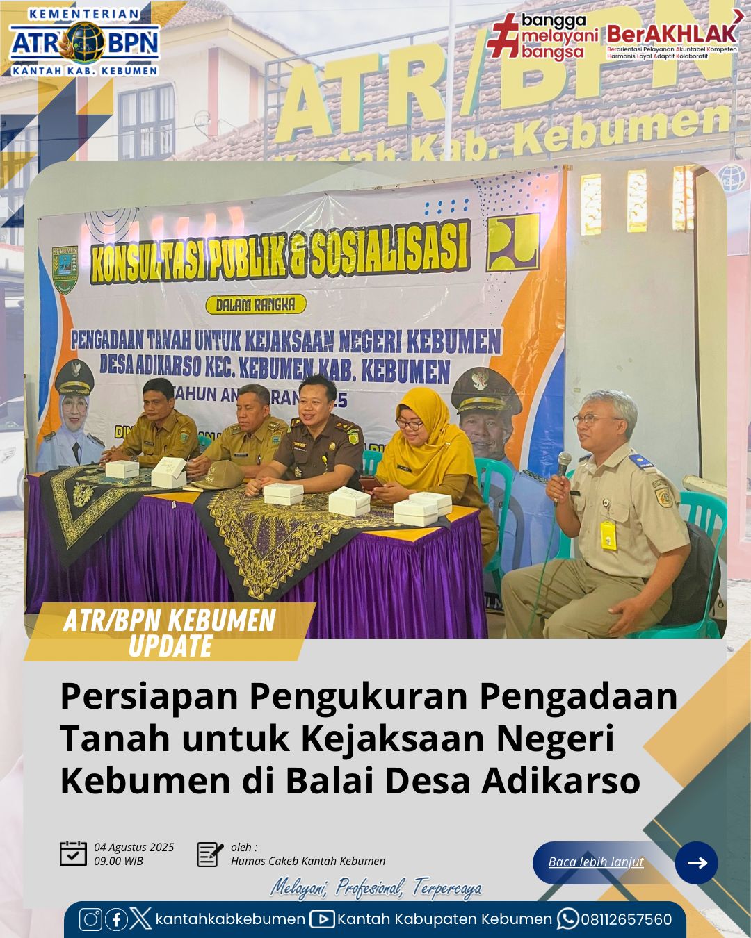 Pengukuran Pengadaan Tanah Kejaksaan Negeri Kebumen, bertempat di Balai Desa Adikarso, Kebumen