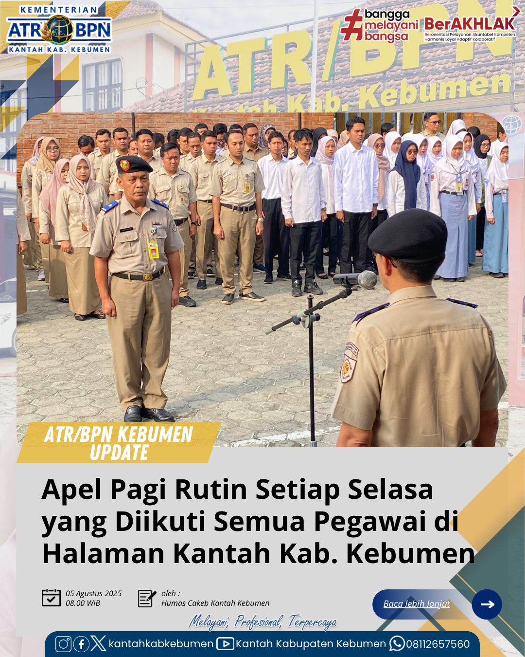 Apel Pagi Rutin Setiap Selasa yang Diikuti Semua Pegawai di Halaman Kantah Kab. Kebumen