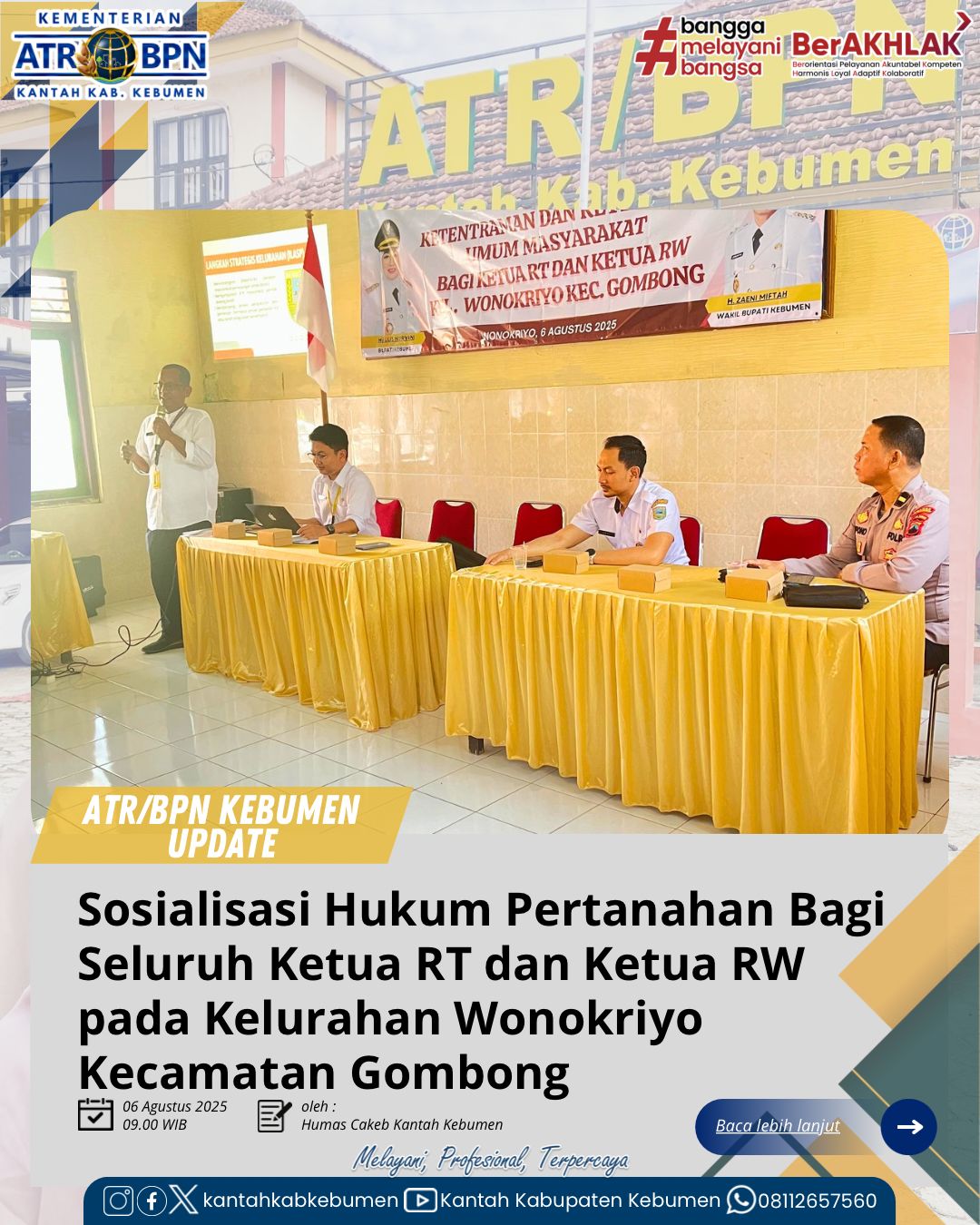 Sosialisasi Hukum Pertanahan di Kelurahan Wonokriyo, Kecamatan Gombong