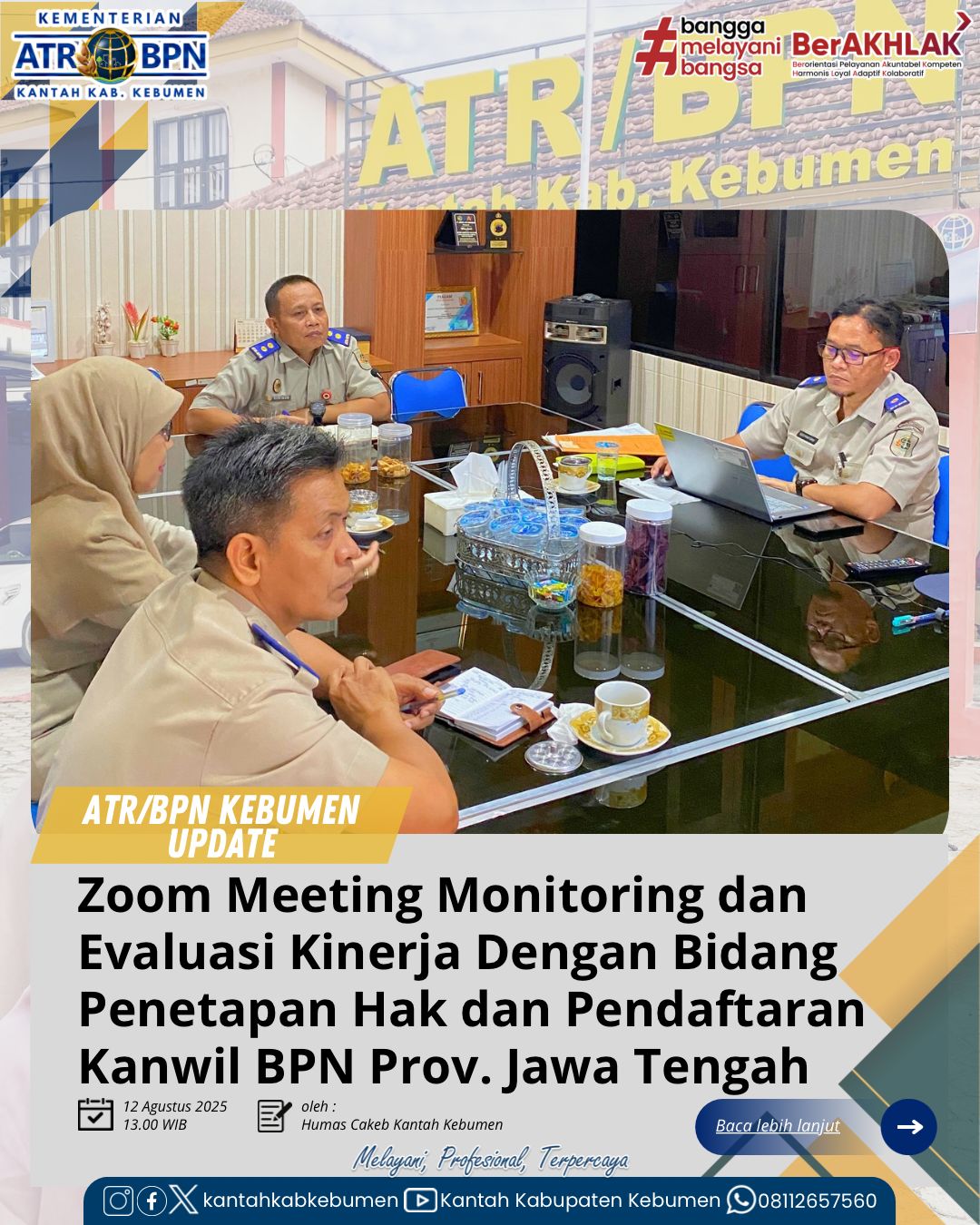 Zoom Meeting Monitoring dan Evaluasi Kinerja dengan Bidang Penetapan Hak dan Pendaftaran Kanwil BPN Provinsi Jawa Tengah