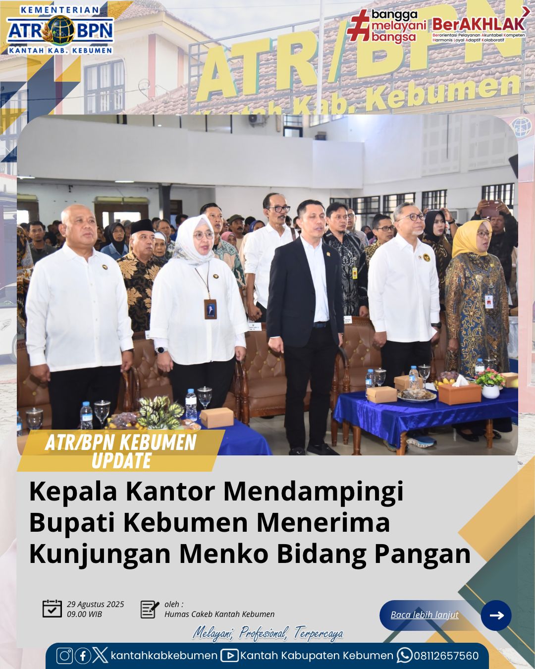 Acara Kunjungan Kerja Menteri Koordinator Bidang Pangan ke Kabupaten Kebumen