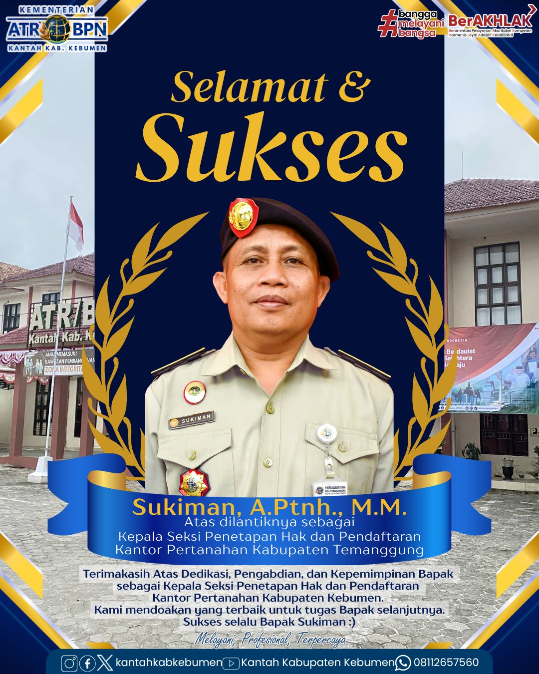 Pindah Tugas Sukiman ke Kantah Kab. Temanggung