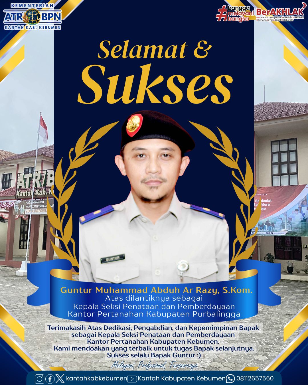 Pindah Tugas Guntur Muhammad Abduh Ar Razy ke Kantah Kab. Purbalingga