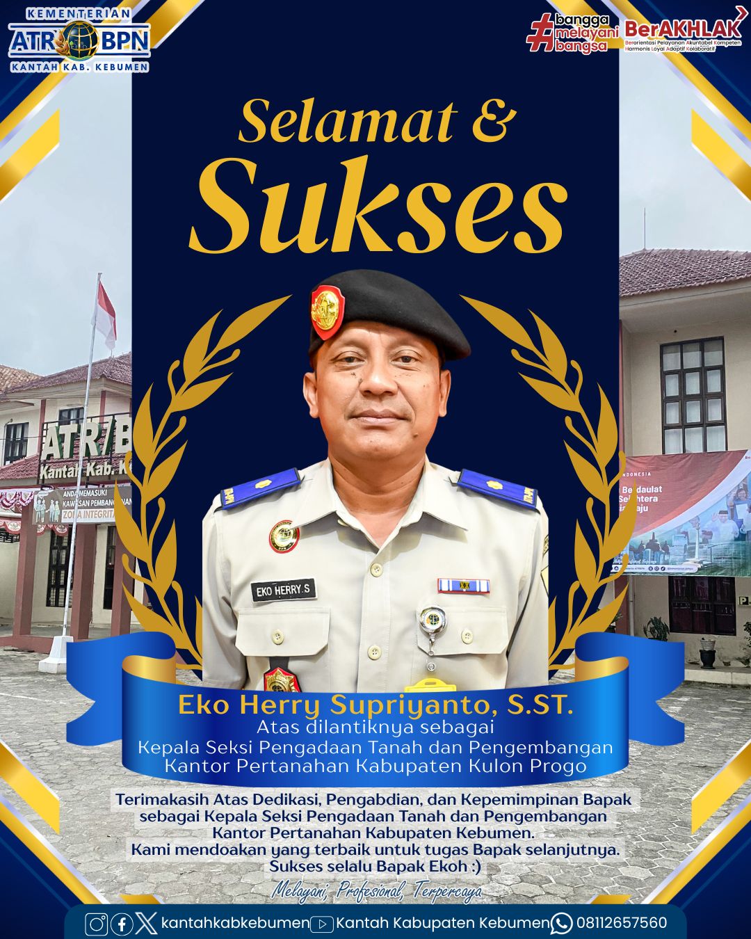 Pindah Tugas Eko Herry Supriyanto ke Kantah Kab. Kulon Progo