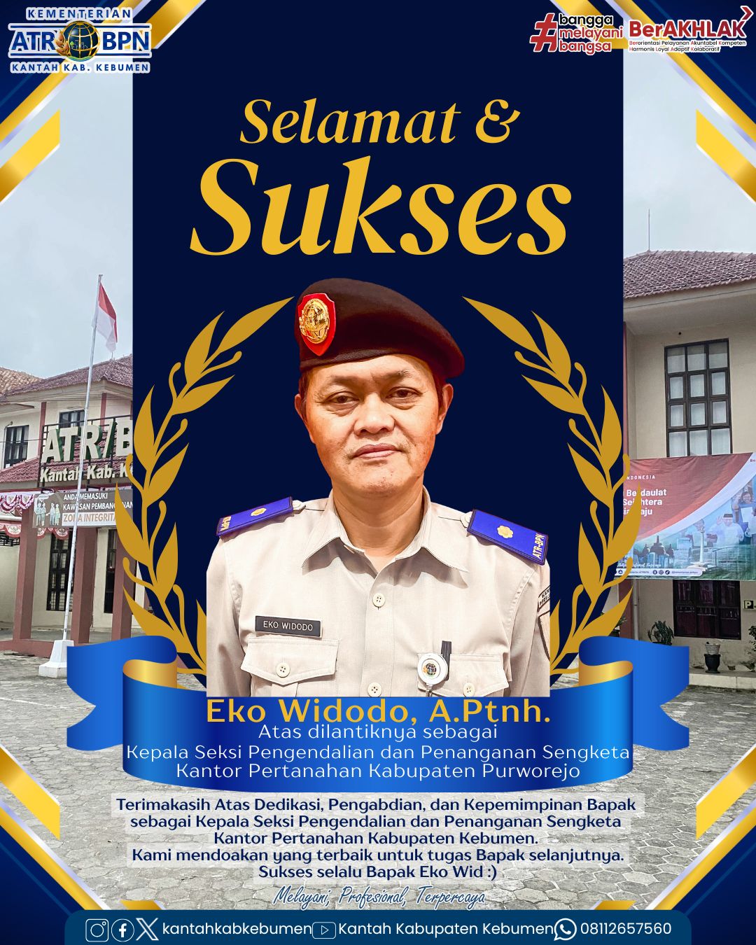 Pindah Tugas Eko Widodo ke Kantah Kab. Purworejo