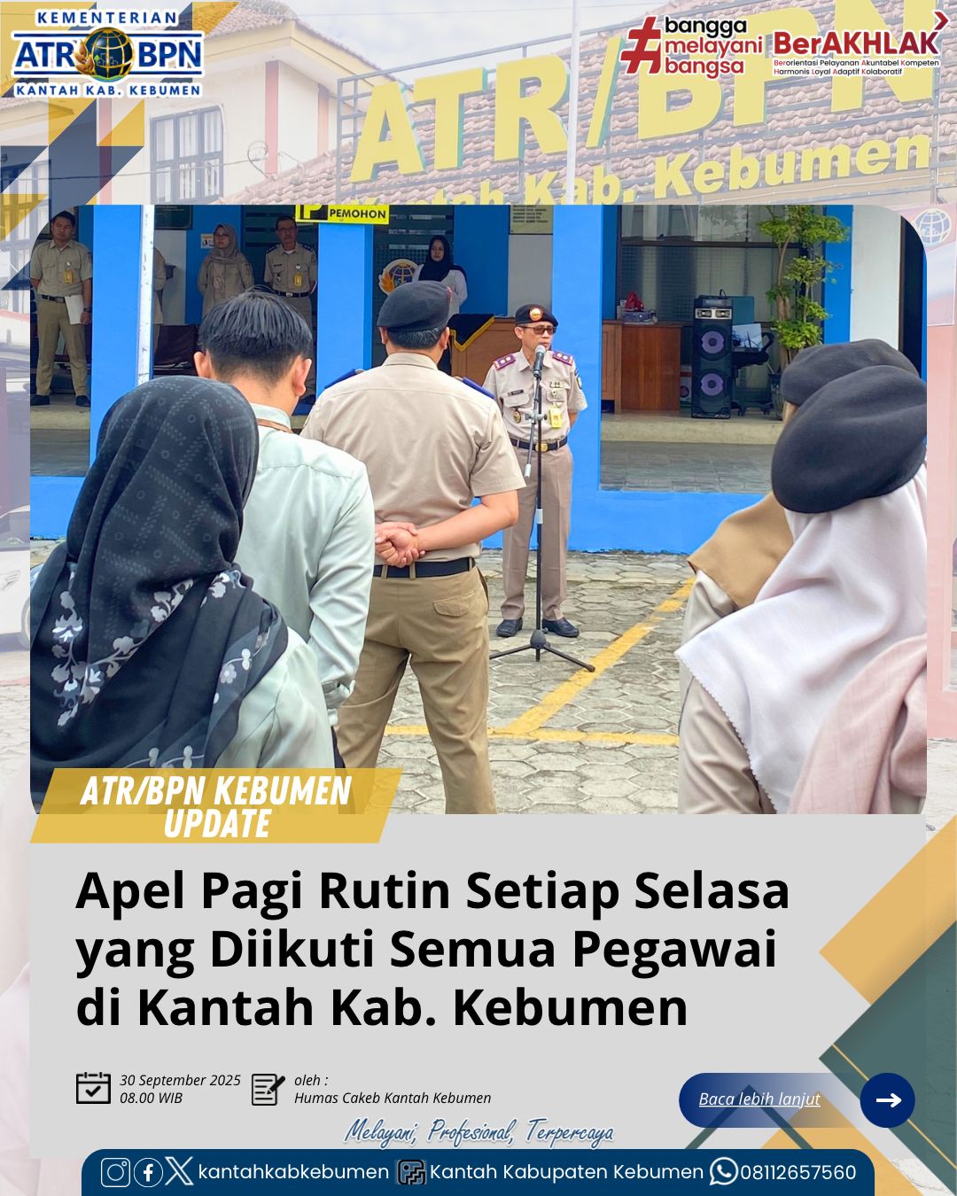 Apel Pagi Rutin Setiap Selasa di Kantah Kab. Kebumen