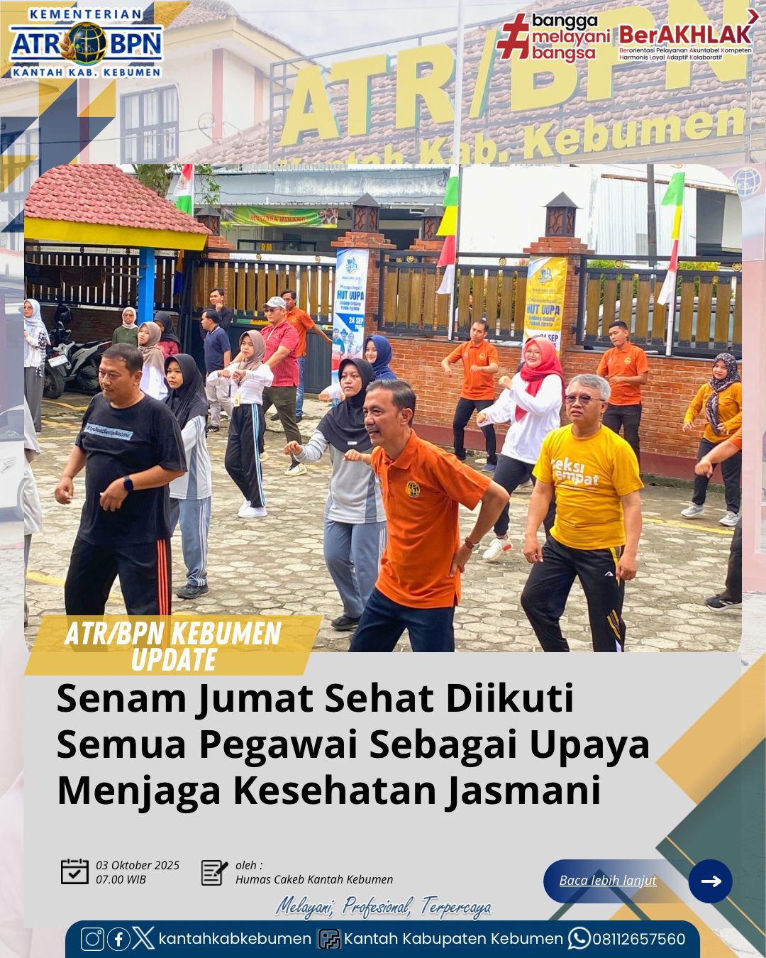 Senam Jumat Sehat di Halaman Kantor Pertanahan Kabupaten Kebumen