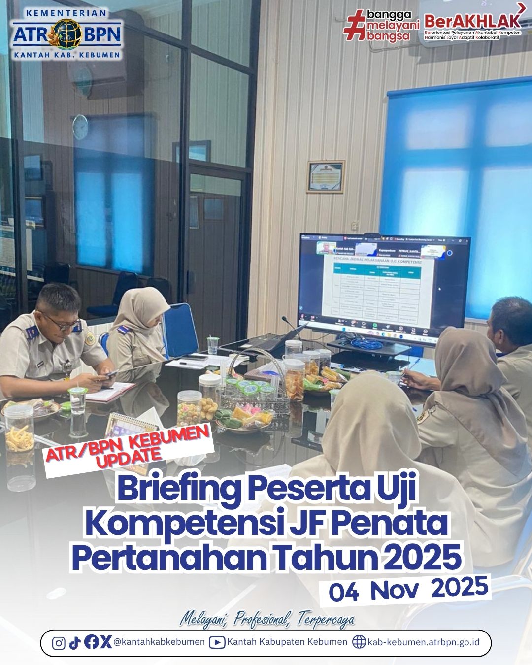 Zoom Meeting dalam rangka Briefing Peserta Uji Kompetensi Jabatan Fungsional (JF) Penata Pertanahan Tahun 2025