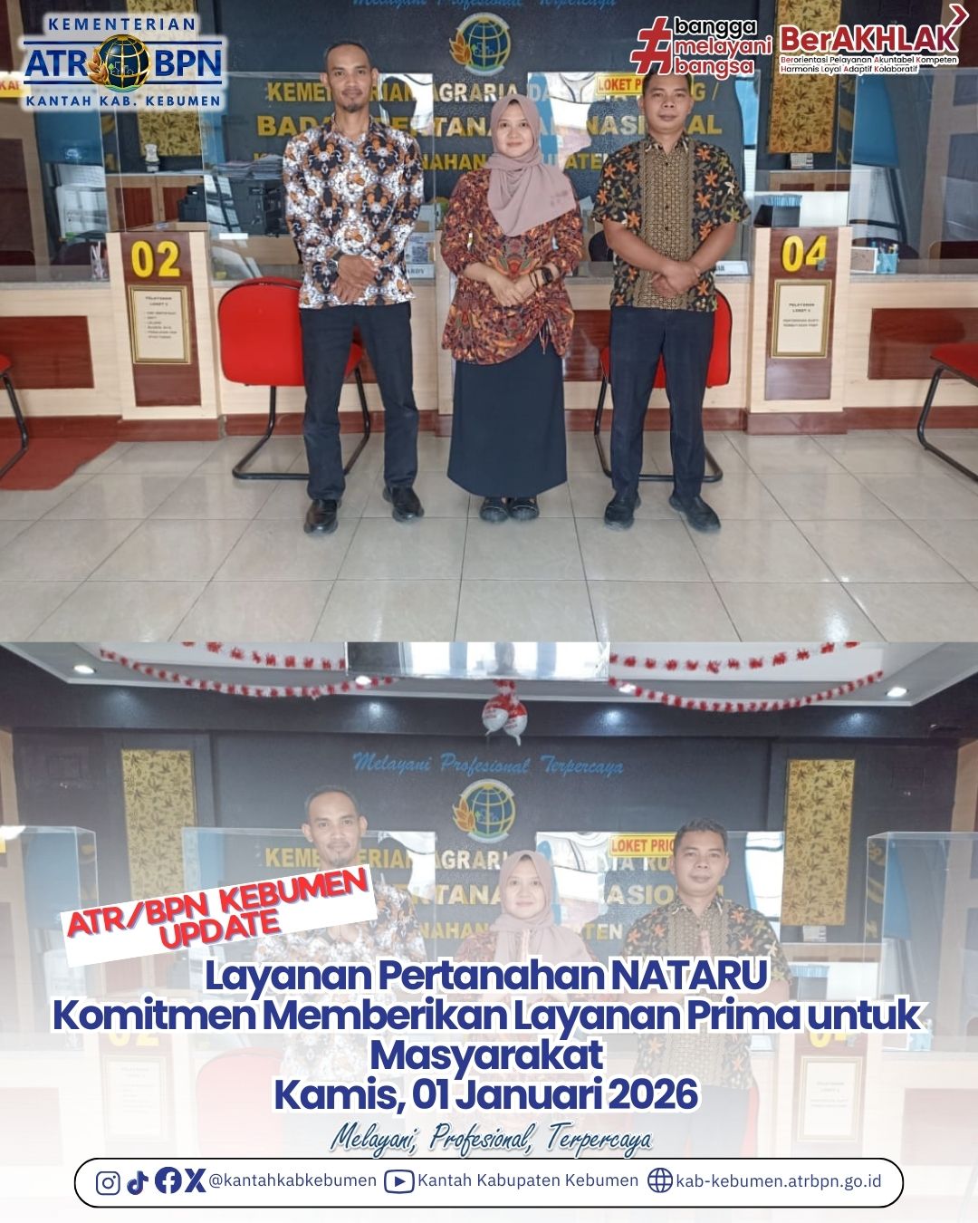 Layanan Pertanahan NATARU Komitmen Memberikan Layanan Prima untuk Masyarakat, Kamis 01 Januari 2026