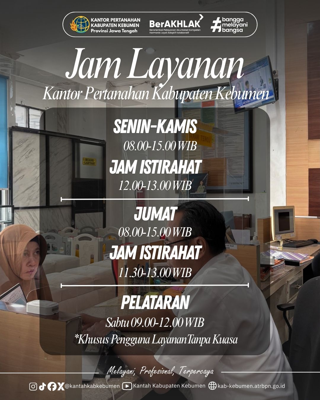 Info Jam Layanan Kantor Pertanahan Kabupaten Kebumen