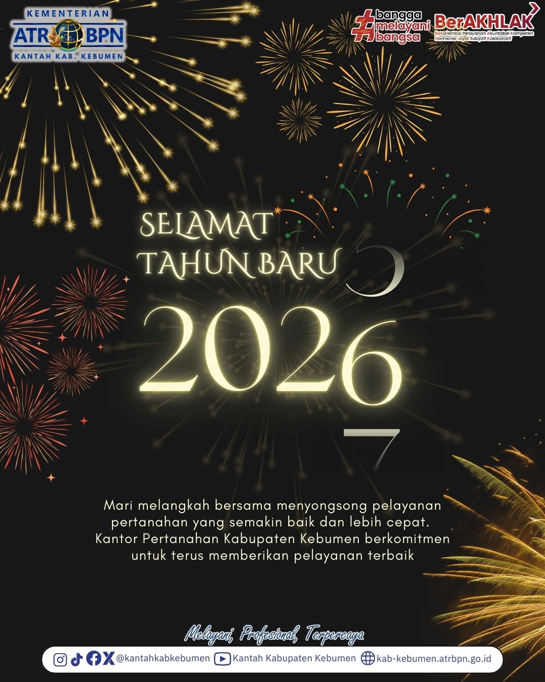 Selamat Tahun Baru 2026, Semangat Baru dalam Memberikan Pelayanan Pertanahan Kepada Masyarakat