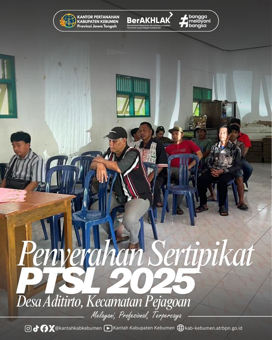 Pembagian Setipikat PTSL Tahun 2025 di Desa Aditirto Kecamatan Pejagoan